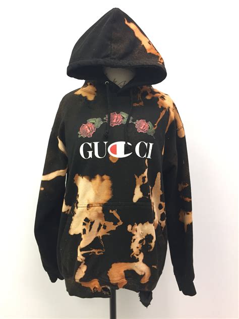 hoodie gucci x champion|gucci distressed hoodie.